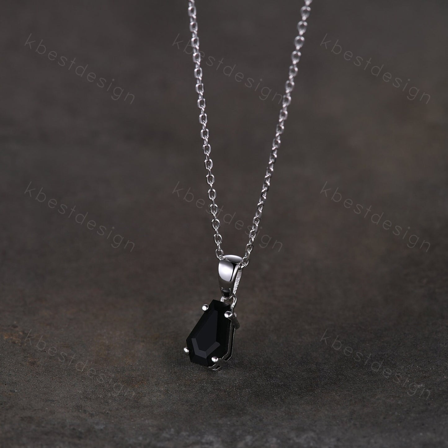 Coffin cut black onyx necklace 925 sterling silver dainty black onyx pendant black gemstone jewelry minimalist anniversary gift for her