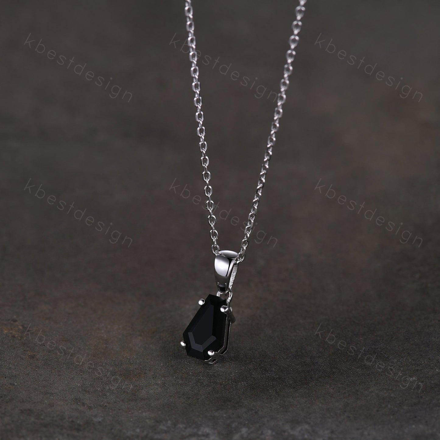 Coffin cut black onyx necklace 925 sterling dainty black gold pendant black gemstone jewelry minimalist anniversary gift for her