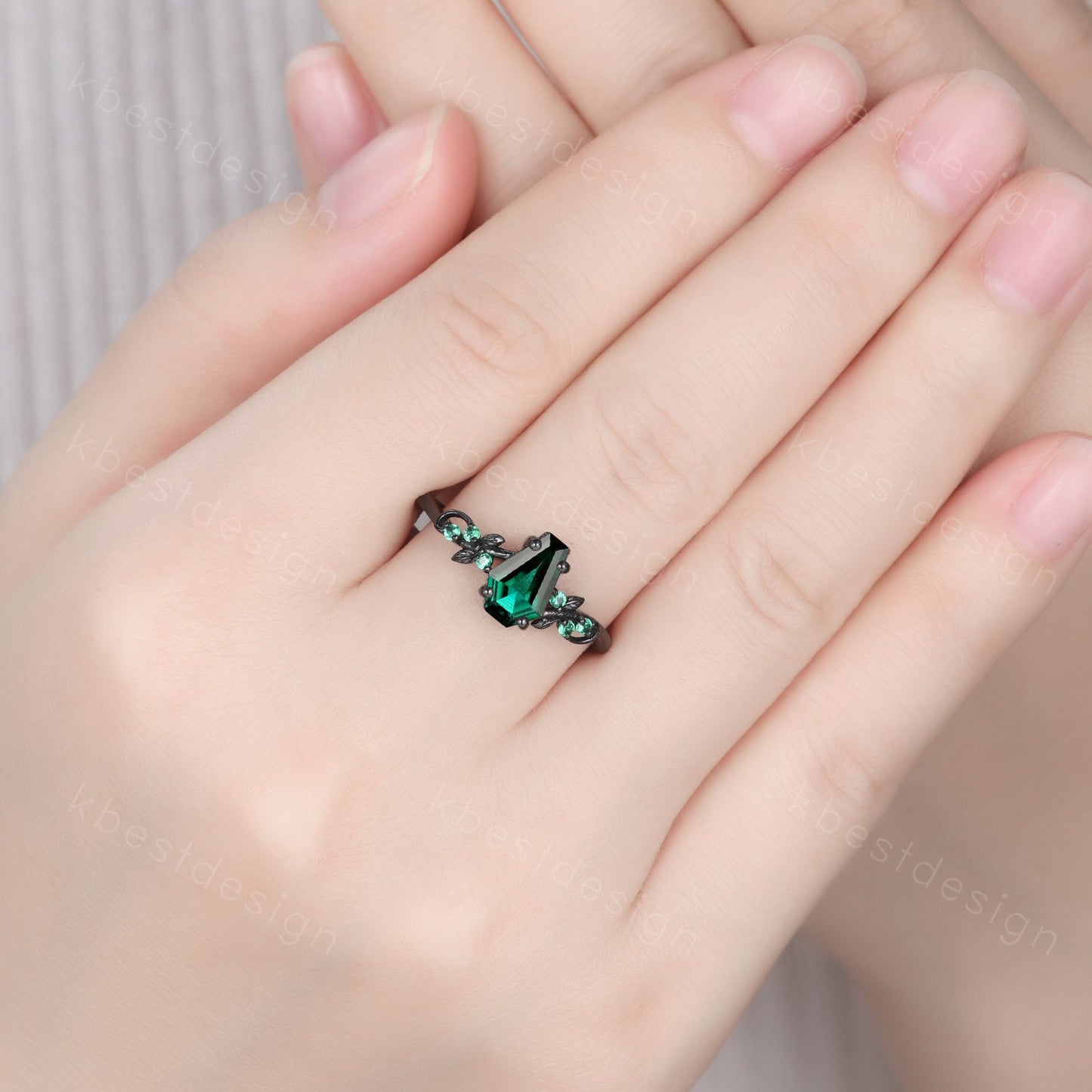 Vintage coffin green emerald engagement ring silver twig leaf emerald wedding ring nature inspired ring art deco bridal promise ring