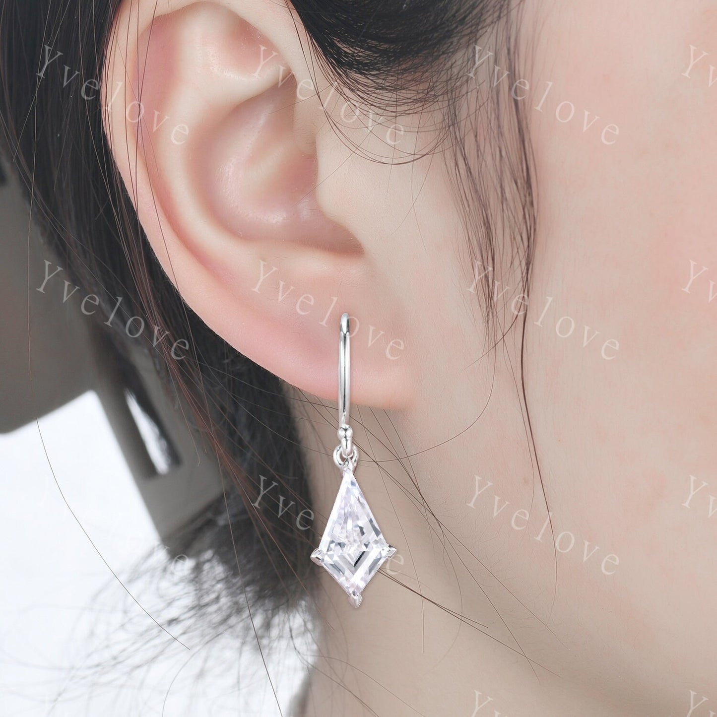 Vintage kite cut moissanite earrings moissanite jewelry unique earrings women art deco earring promise anniversary gift for women birthday