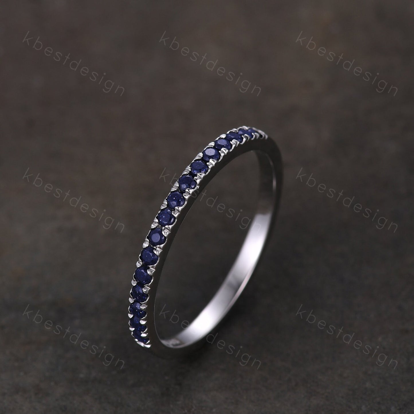 1.5mm blue sandstone wedding band sterling silver dainty stacking matching band galaxy sandstone ring for women anniversary gift