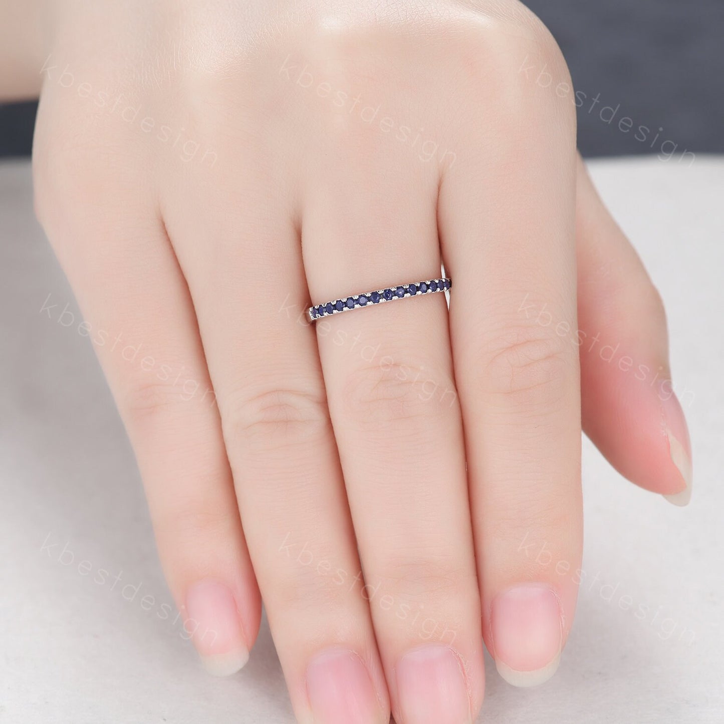 1.5mm blue sandstone wedding band sterling silver dainty stacking matching band galaxy sandstone ring for women anniversary gift