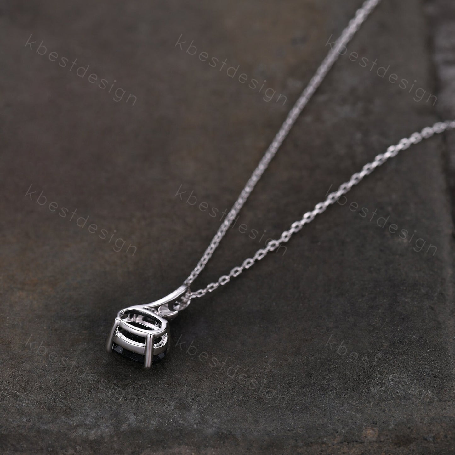 Oval Cut Galaxy Blue Sandstone Necklace Silver Vintage Art Deco Necklace for Women Nature Inspired Moissanite Pendant Anniversary Gift
