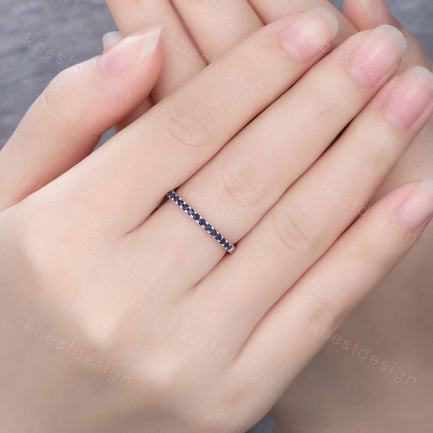 1.5mm blue sandstone wedding band sterling silver dainty stacking matching band galaxy sandstone ring for women anniversary gift