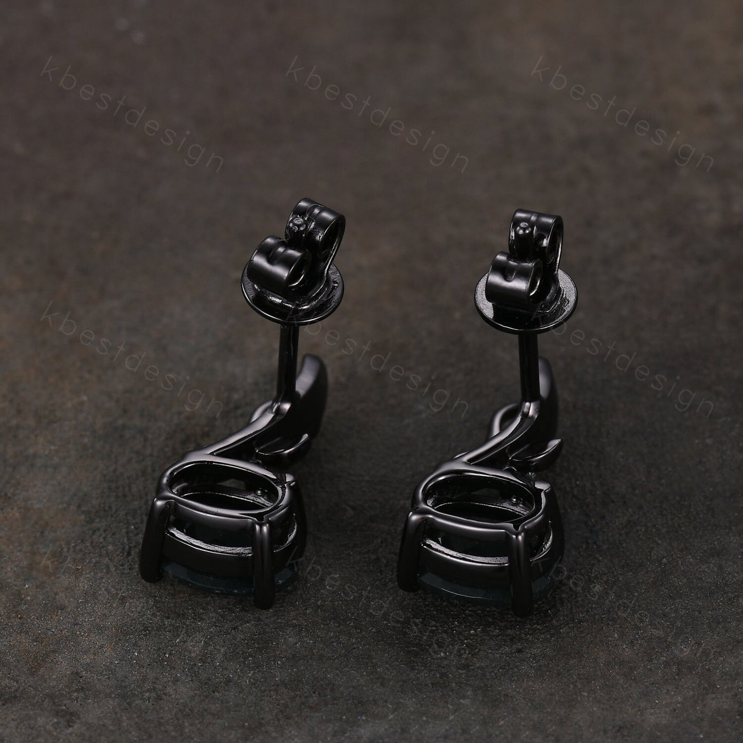 Oval cut moss agate earrings women black gold earring studs nature inspired earrings art deco green agate studs birthday/anniversary gift