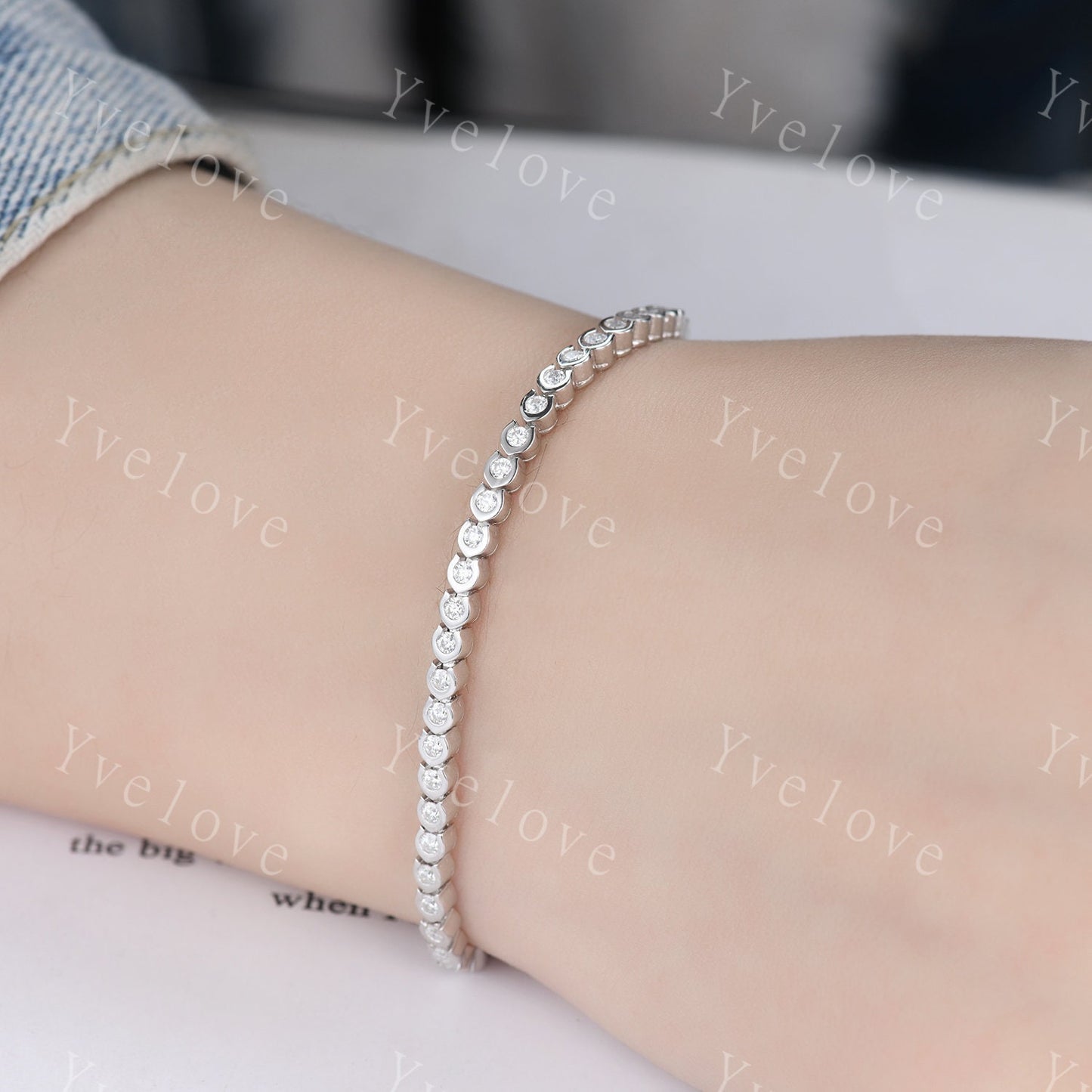 Moissanite Bracelet,Diamond Bracelet,Silver Tennis Bracelet,Dainty Bracelet,Bridal Gift for Her,Minimalist Bracelet,Birthday Gift For Women