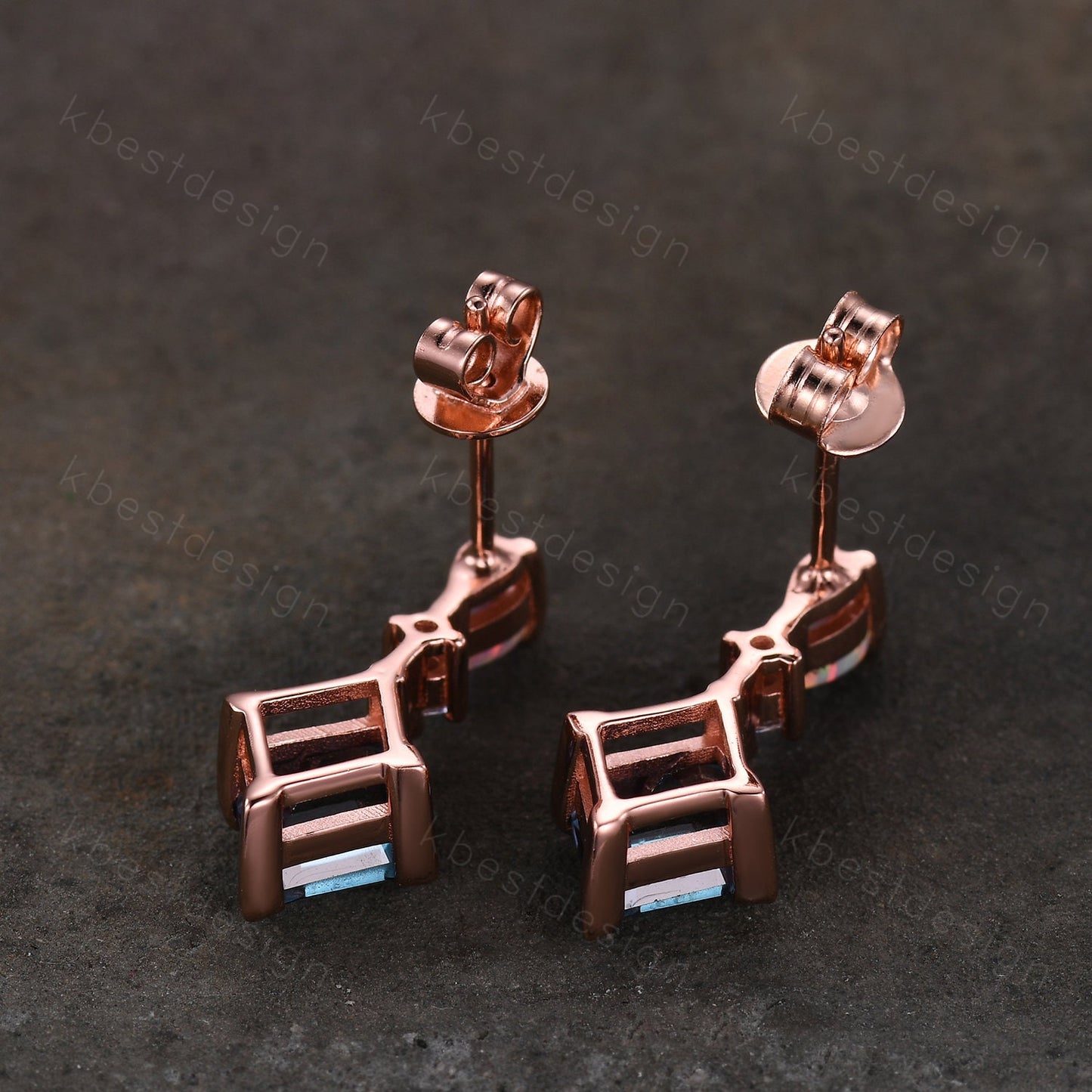 Vintage Alexandrite stud earrings, rhombus cut alexandrite opal earring studs, best friend gift, dangle studs, anniversary gift for her