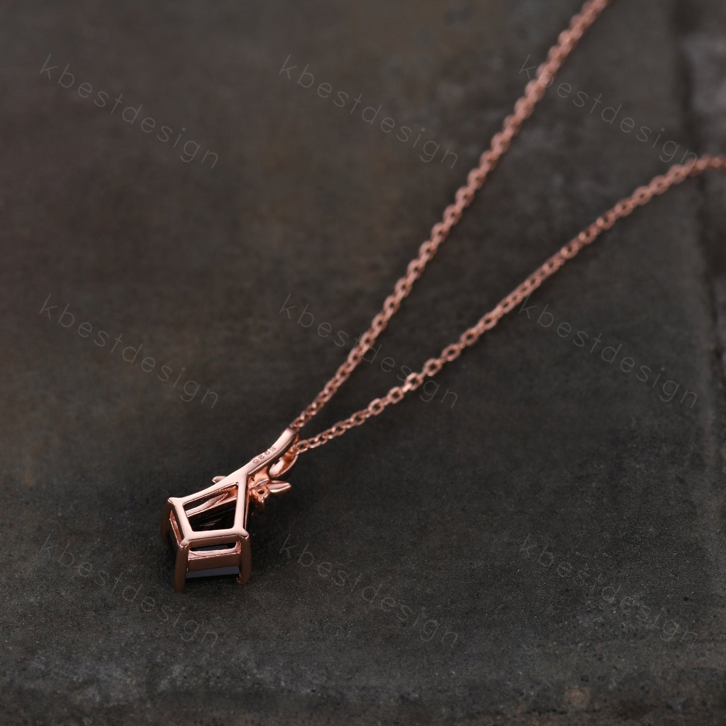 Kite cut natural black onyx necklace vintage women rose gold necklace unique leaf emerald pendant antique art deco bridal promise gift