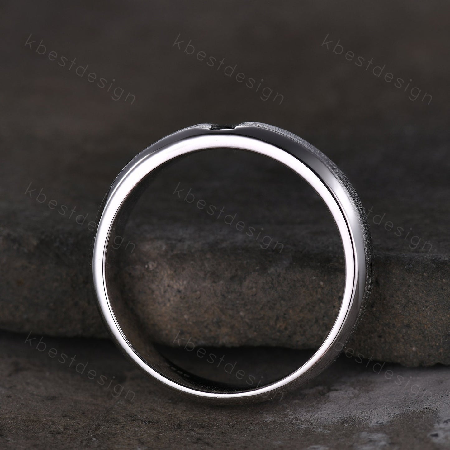 Mens Moss Agate Wedding Band Unique Baguette cut Green Moss Agate Wedding Ring For Men Brushed Finish Band Ring Promise Gift For Husband