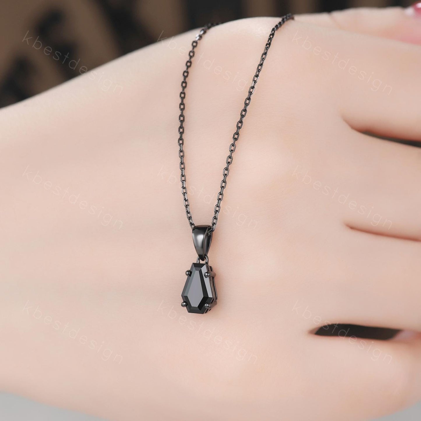 Coffin cut black onyx necklace 925 sterling dainty black gold pendant black gemstone jewelry minimalist anniversary gift for her