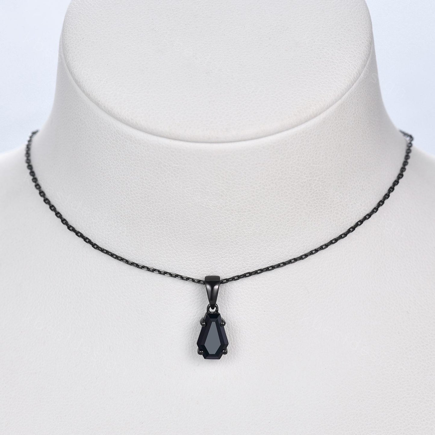 Coffin cut black onyx necklace 925 sterling dainty black gold pendant black gemstone jewelry minimalist anniversary gift for her