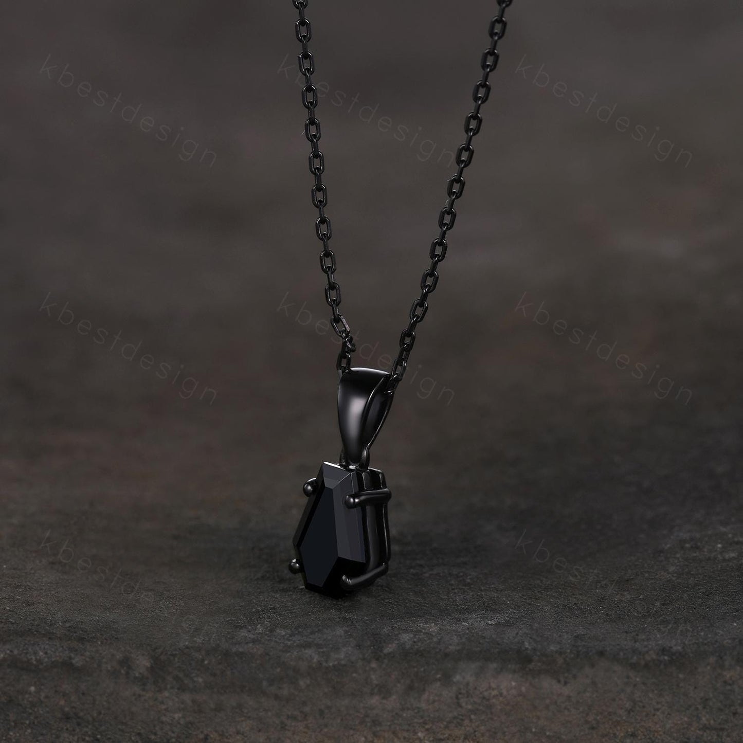 Coffin cut black onyx necklace 925 sterling dainty black gold pendant black gemstone jewelry minimalist anniversary gift for her