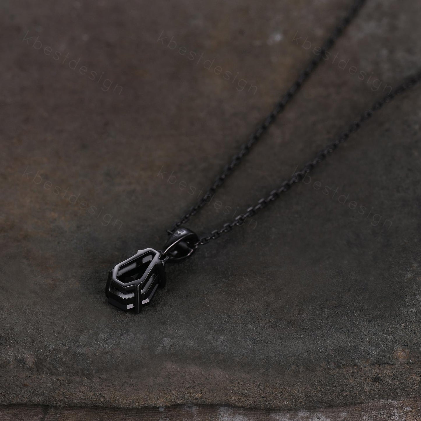 Coffin cut black onyx necklace 925 sterling dainty black gold pendant black gemstone jewelry minimalist anniversary gift for her