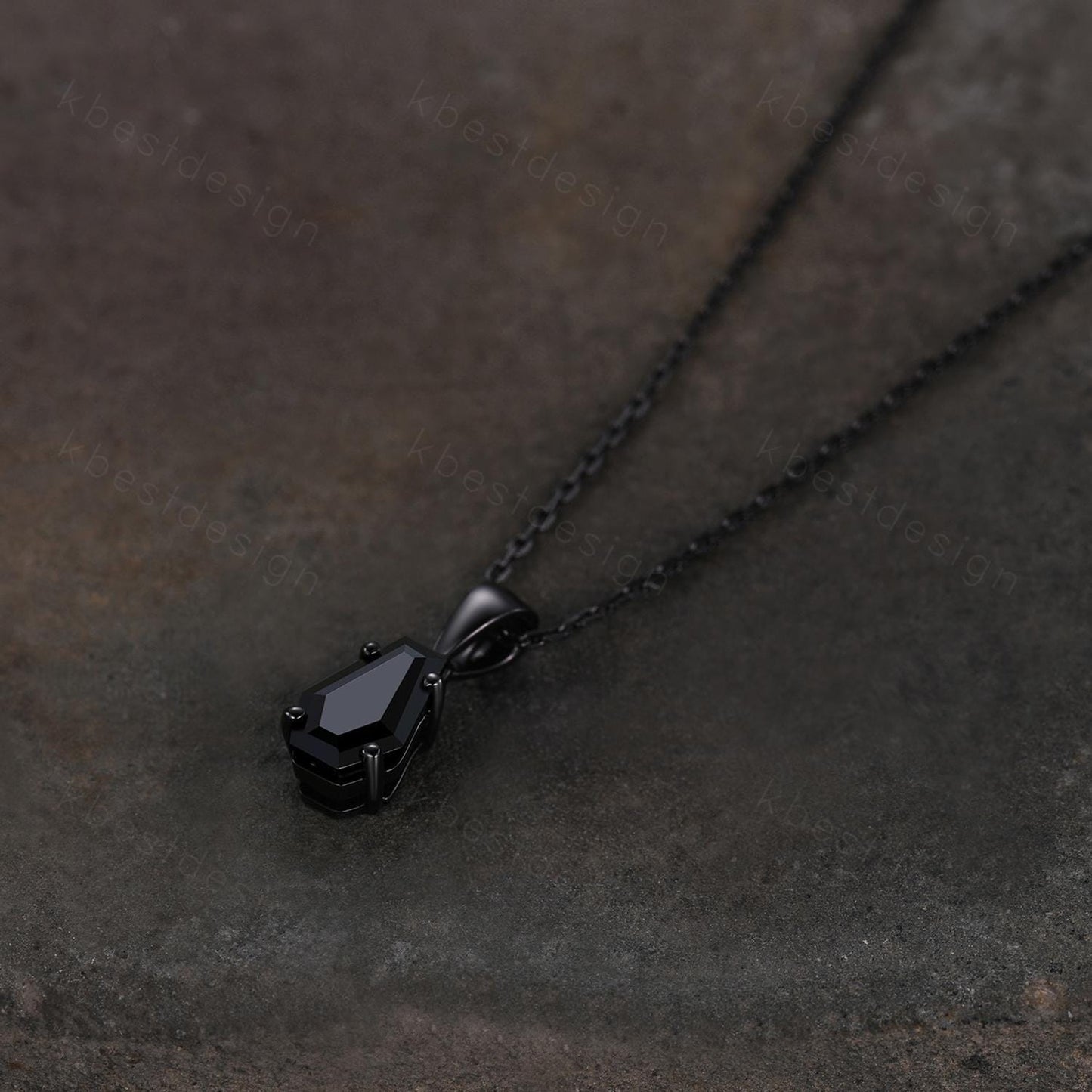 Coffin cut black onyx necklace 925 sterling dainty black gold pendant black gemstone jewelry minimalist anniversary gift for her