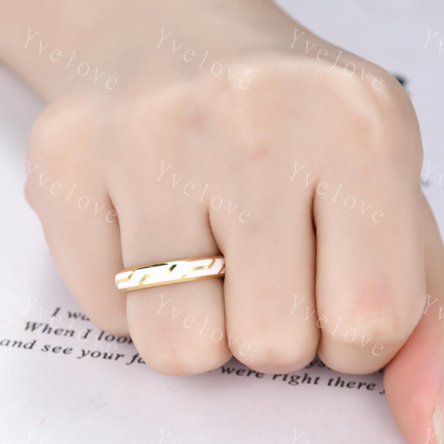 Couples ring set white enamel coating ring for men and women white gems wedding band gold promise stacking matching Band retro vintage Gift