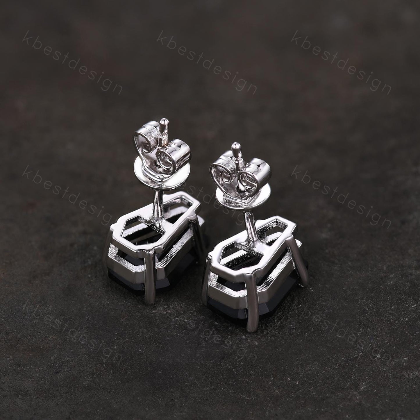 Natural black onyx stud earrings, coffin cut black onyx earring studs, best friend gift, minimalist, tiny studs, anniversary gift for her