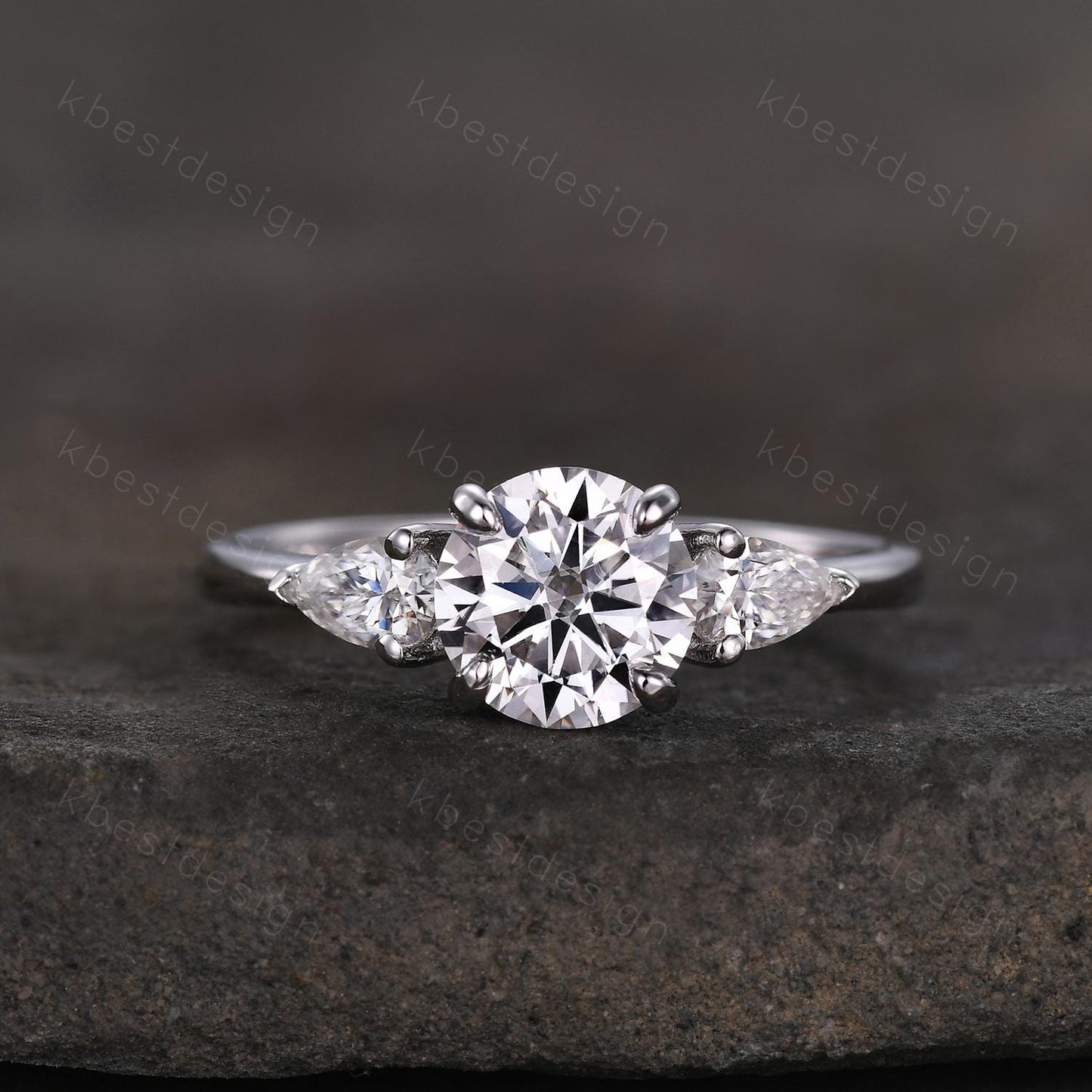 7mm round cut moissanite engagement ring 1.25ct three stone moissanite bridal Ring uniquewedding ring for women promise anniversary ring