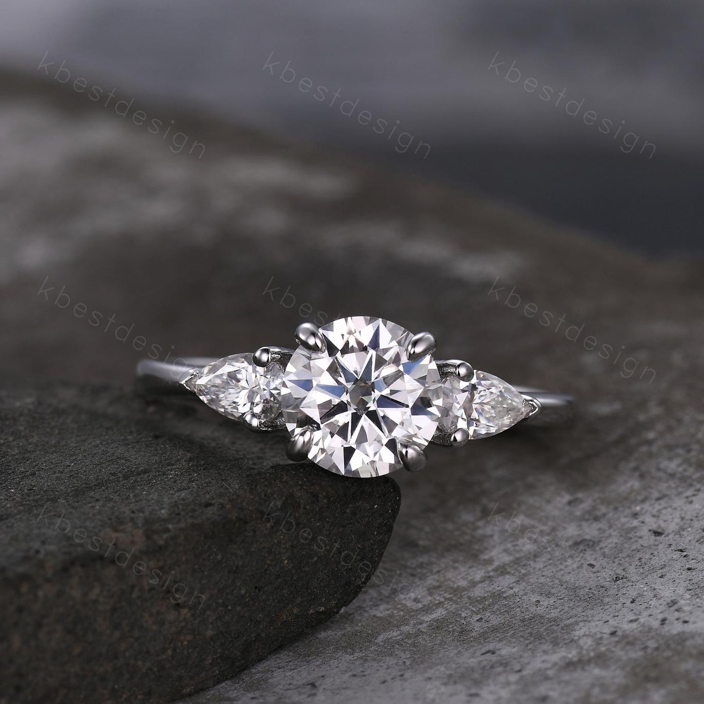 7mm round cut moissanite engagement ring 1.25ct three stone moissanite bridal Ring uniquewedding ring for women promise anniversary ring