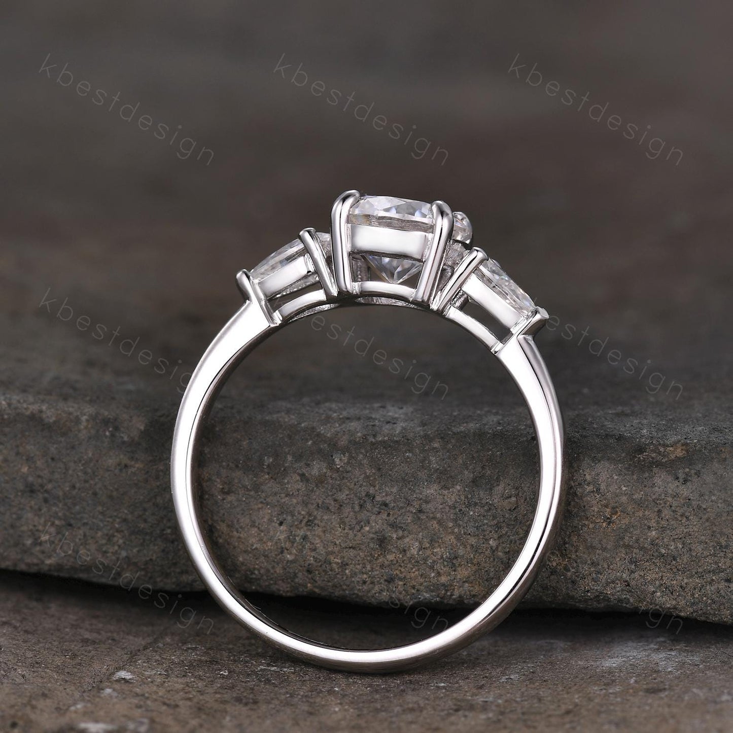 7mm round cut moissanite engagement ring 1.25ct three stone moissanite bridal Ring uniquewedding ring for women promise anniversary ring