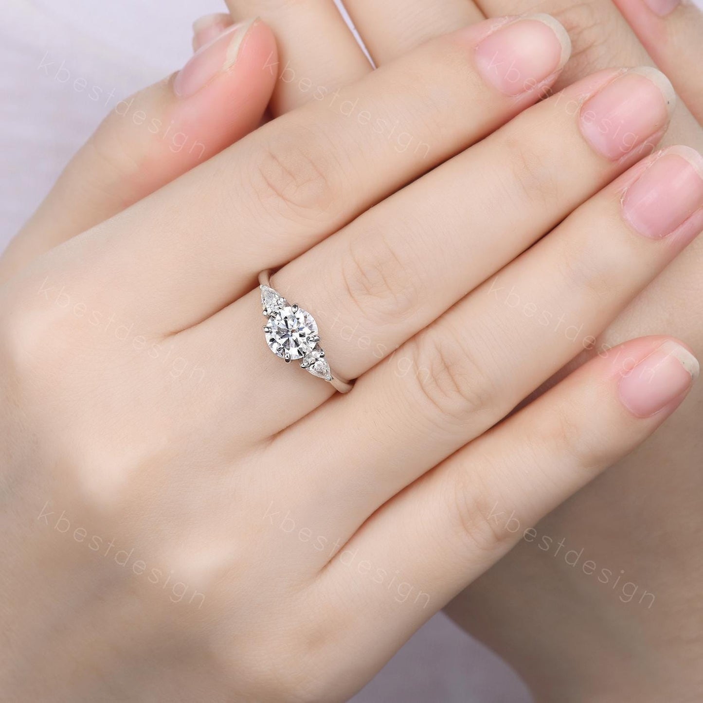 7mm round cut moissanite engagement ring 1.25ct three stone moissanite bridal Ring uniquewedding ring for women promise anniversary ring