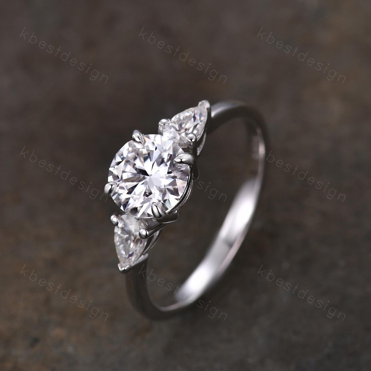7mm round cut moissanite engagement ring 1.25ct three stone moissanite bridal Ring uniquewedding ring for women promise anniversary ring