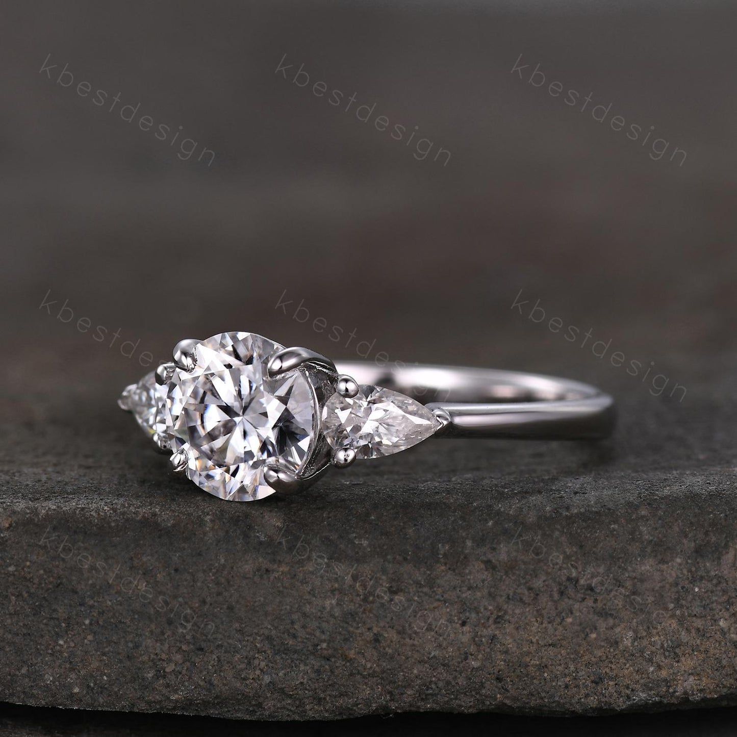 7mm round cut moissanite engagement ring 1.25ct three stone moissanite bridal Ring uniquewedding ring for women promise anniversary ring