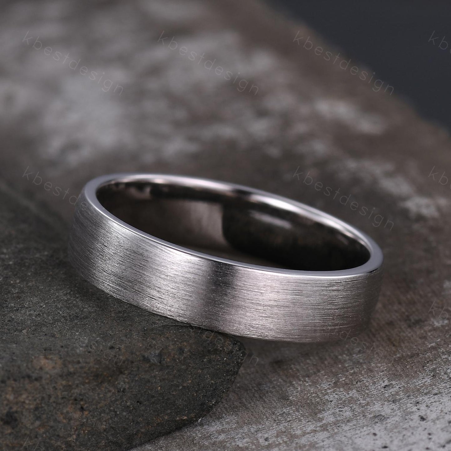 5mm Mens wedding band unique brushed finish wedding ring solid silver ring for Men minimalist stacking plain band Gift for husband