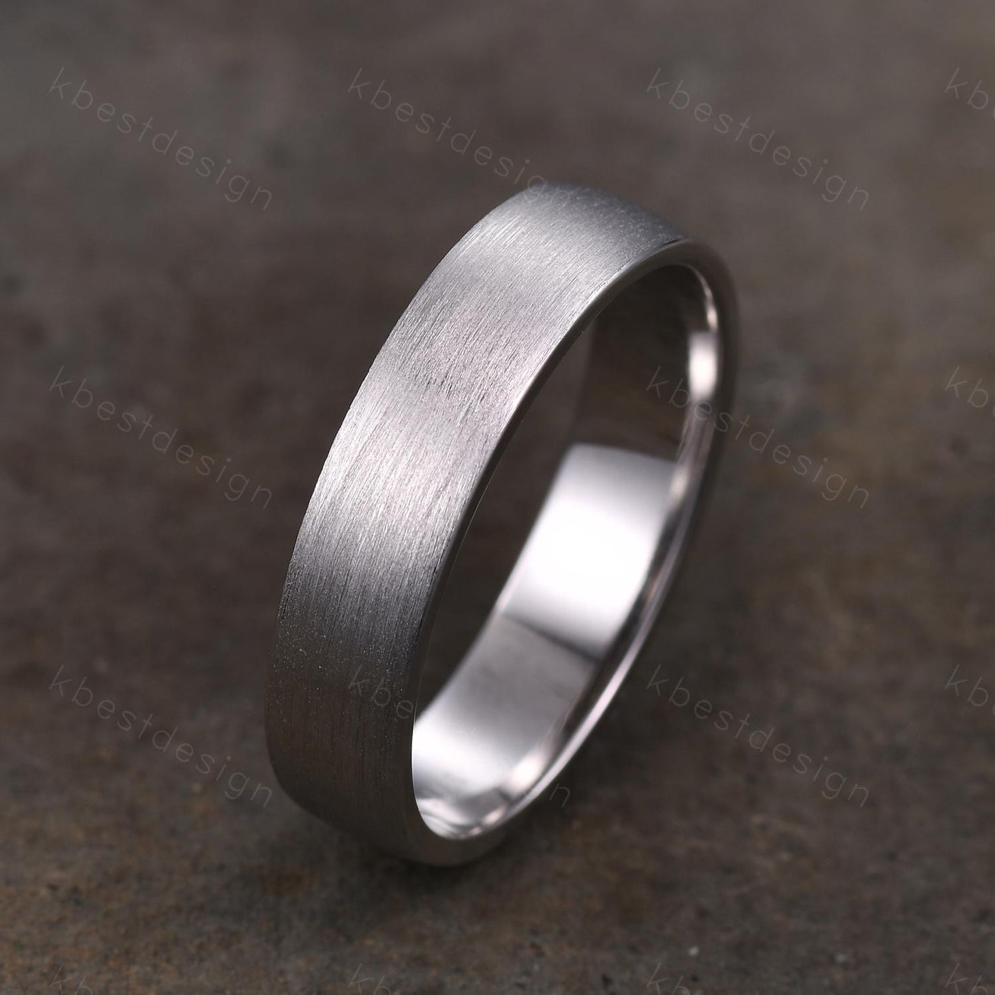 5mm Mens wedding band unique brushed finish wedding ring solid silver ring for Men minimalist stacking plain band Gift for husband