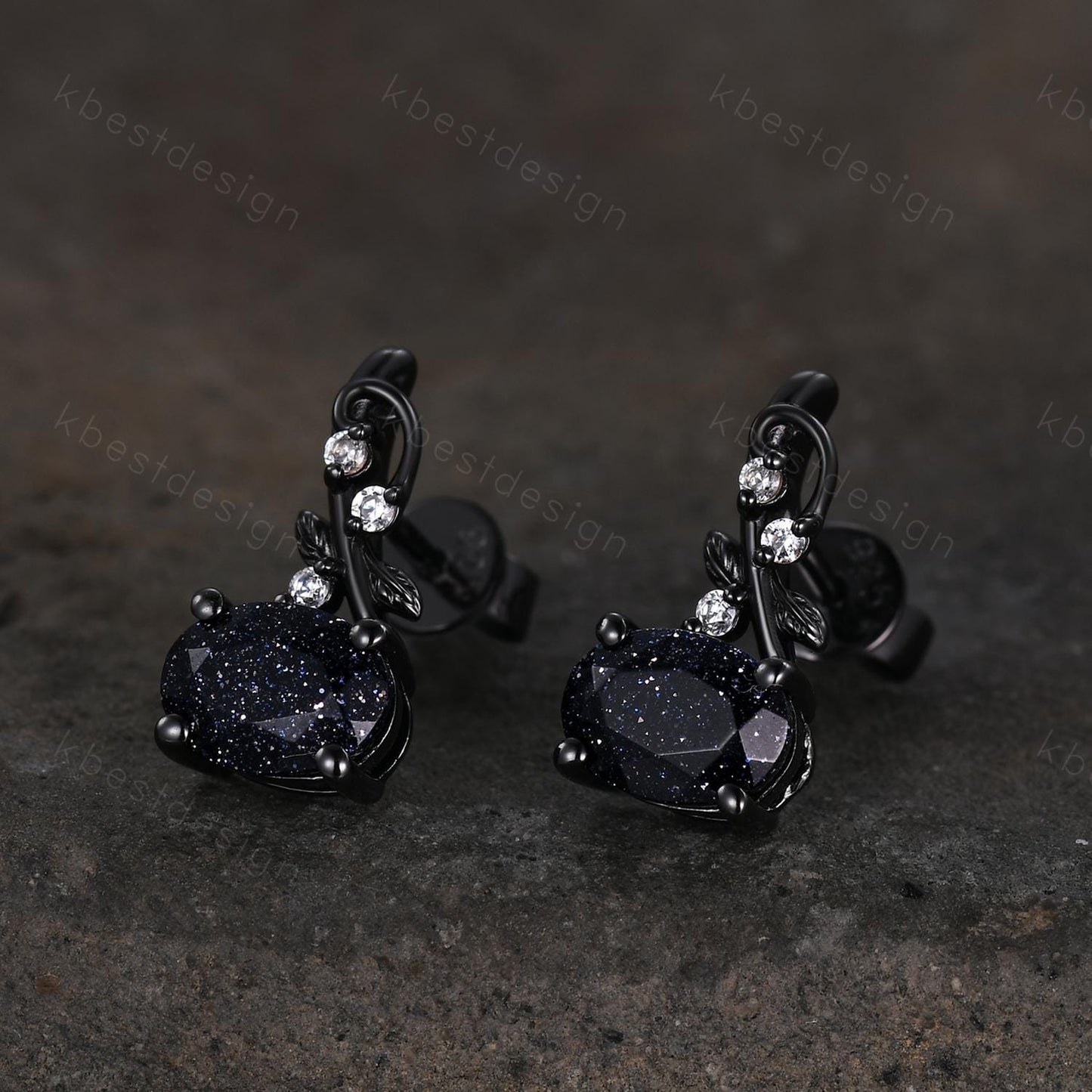 Galaxy sandstone stud earrings, black gold blue sandstone earring studs, best friend gift, nature inspired studs, anniversary gift for her