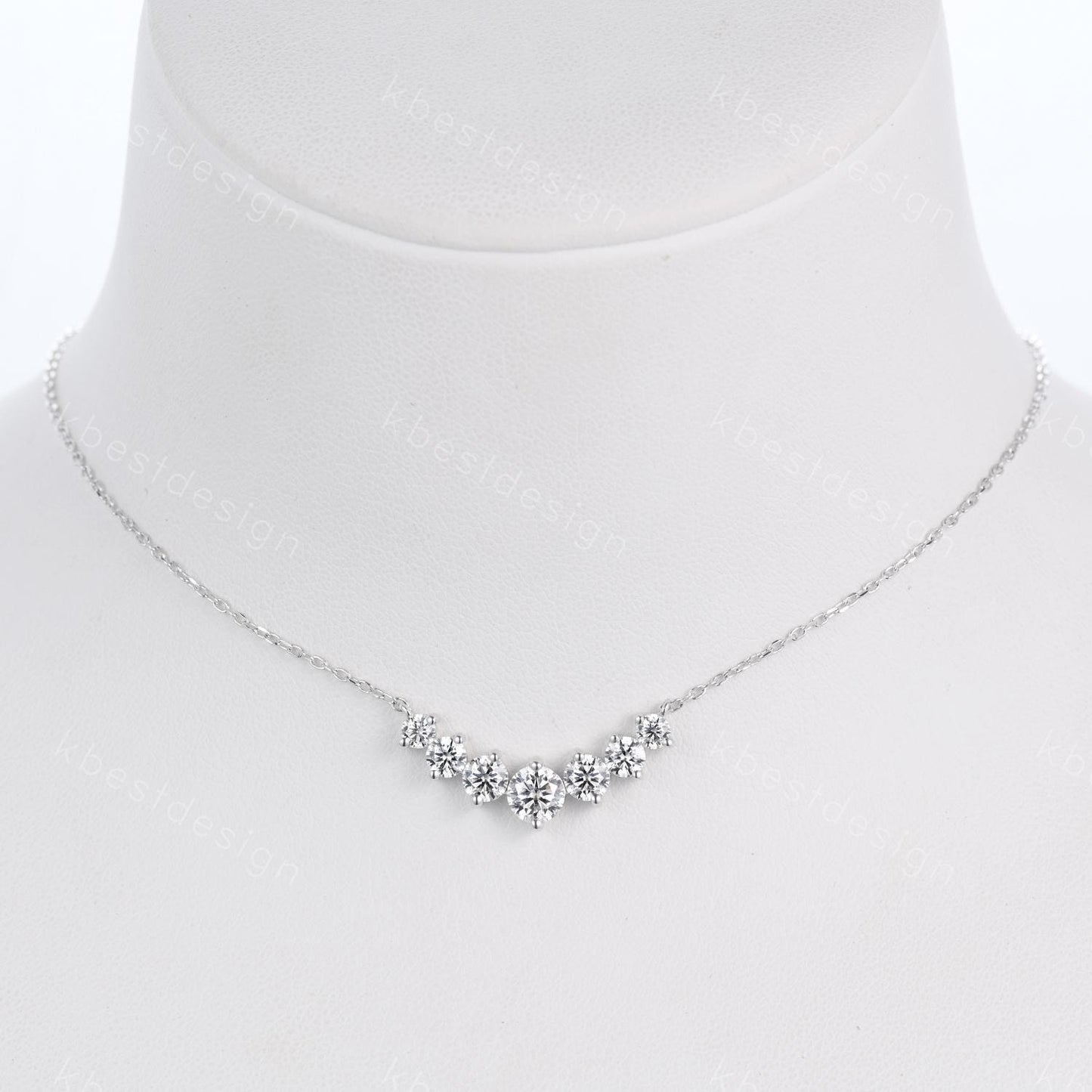 Vintage moissanite necklace sterling silver necklace art deco 7 stone pendant necklace for women unique moissanite promise anniversary gift