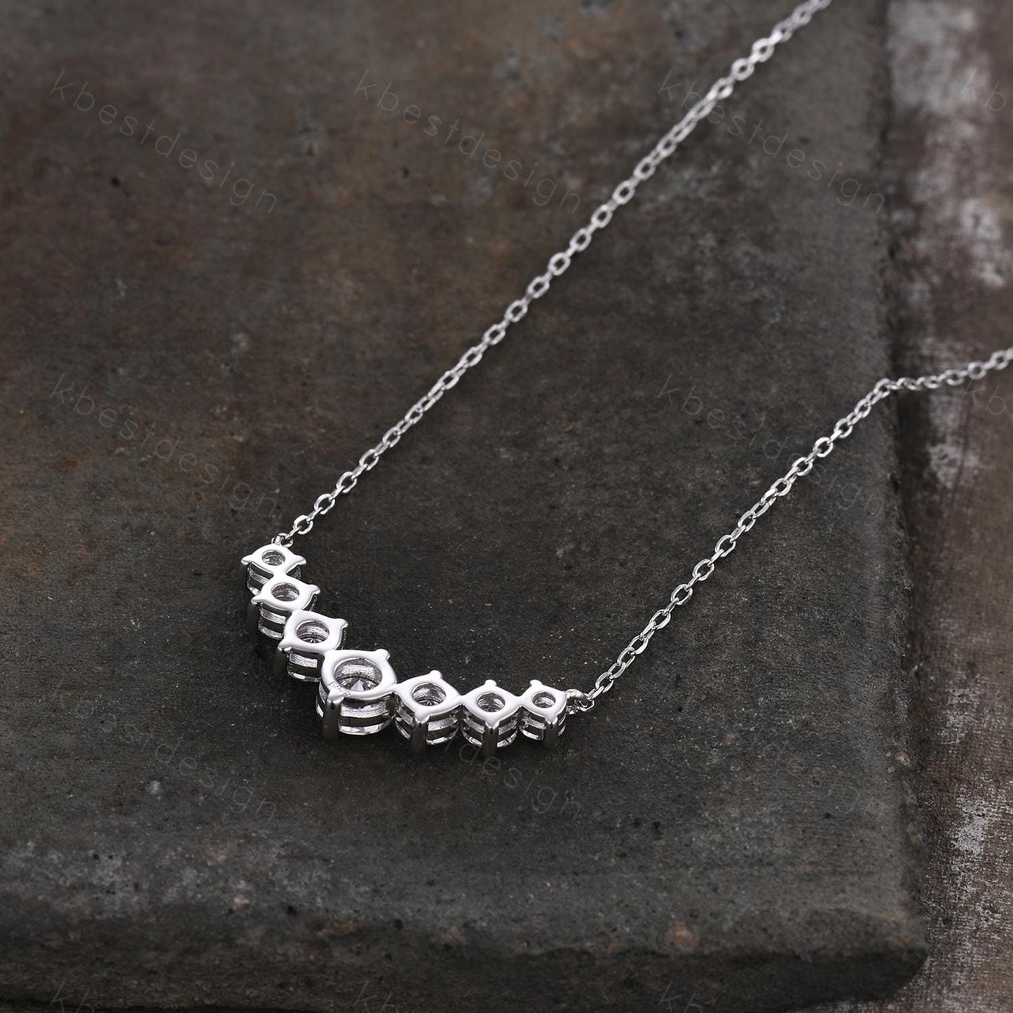 Vintage moissanite necklace sterling silver necklace art deco 7 stone pendant necklace for women unique moissanite promise anniversary gift