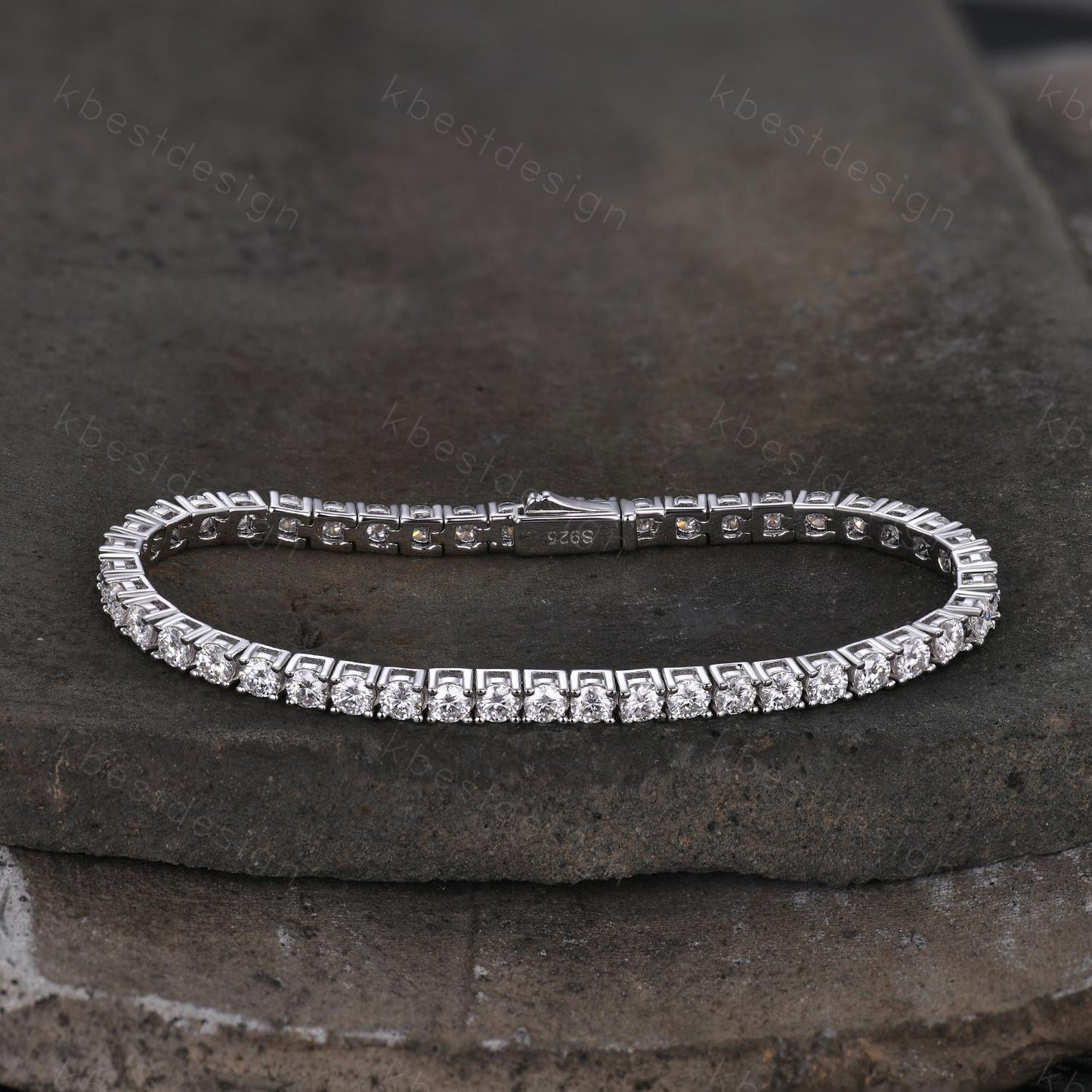 3mm Moissanite Tennis Bracelet, 6.00TCW Round Cut Bracelet for Women, Wedding Jewelry, Dainty Silver Bracelet, Sparkling Moissanite Chain