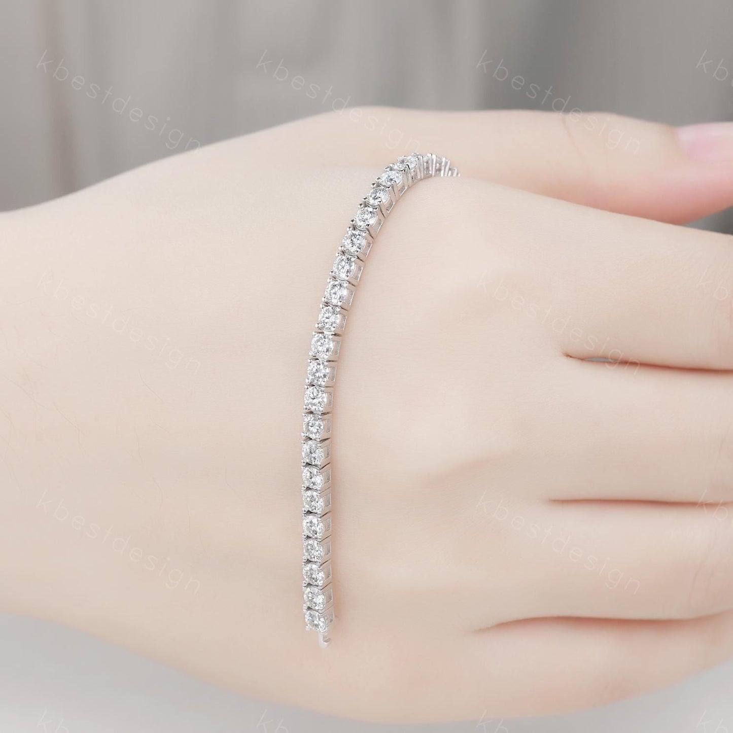 3mm Moissanite Tennis Bracelet, 6.00TCW Round Cut Bracelet for Women, Wedding Jewelry, Dainty Silver Bracelet, Sparkling Moissanite Chain