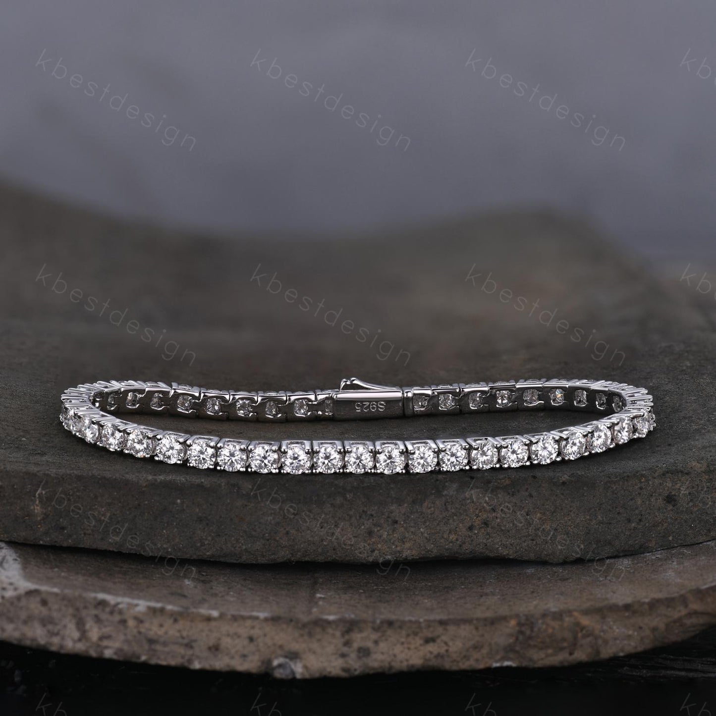 3mm Moissanite Tennis Bracelet, 6.00TCW Round Cut Bracelet for Women, Wedding Jewelry, Dainty Silver Bracelet, Sparkling Moissanite Chain