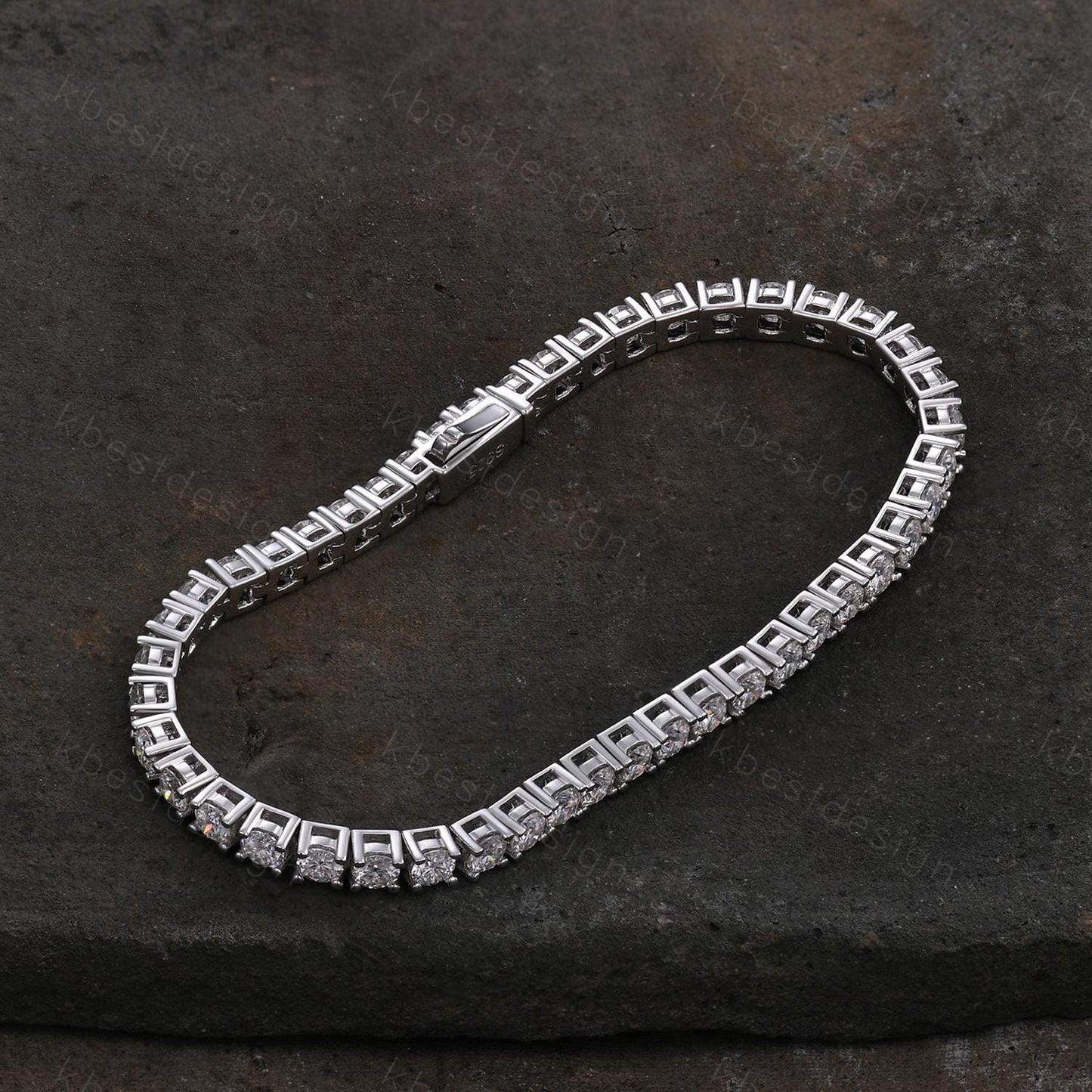 3mm Moissanite Tennis Bracelet, 6.00TCW Round Cut Bracelet for Women, Wedding Jewelry, Dainty Silver Bracelet, Sparkling Moissanite Chain