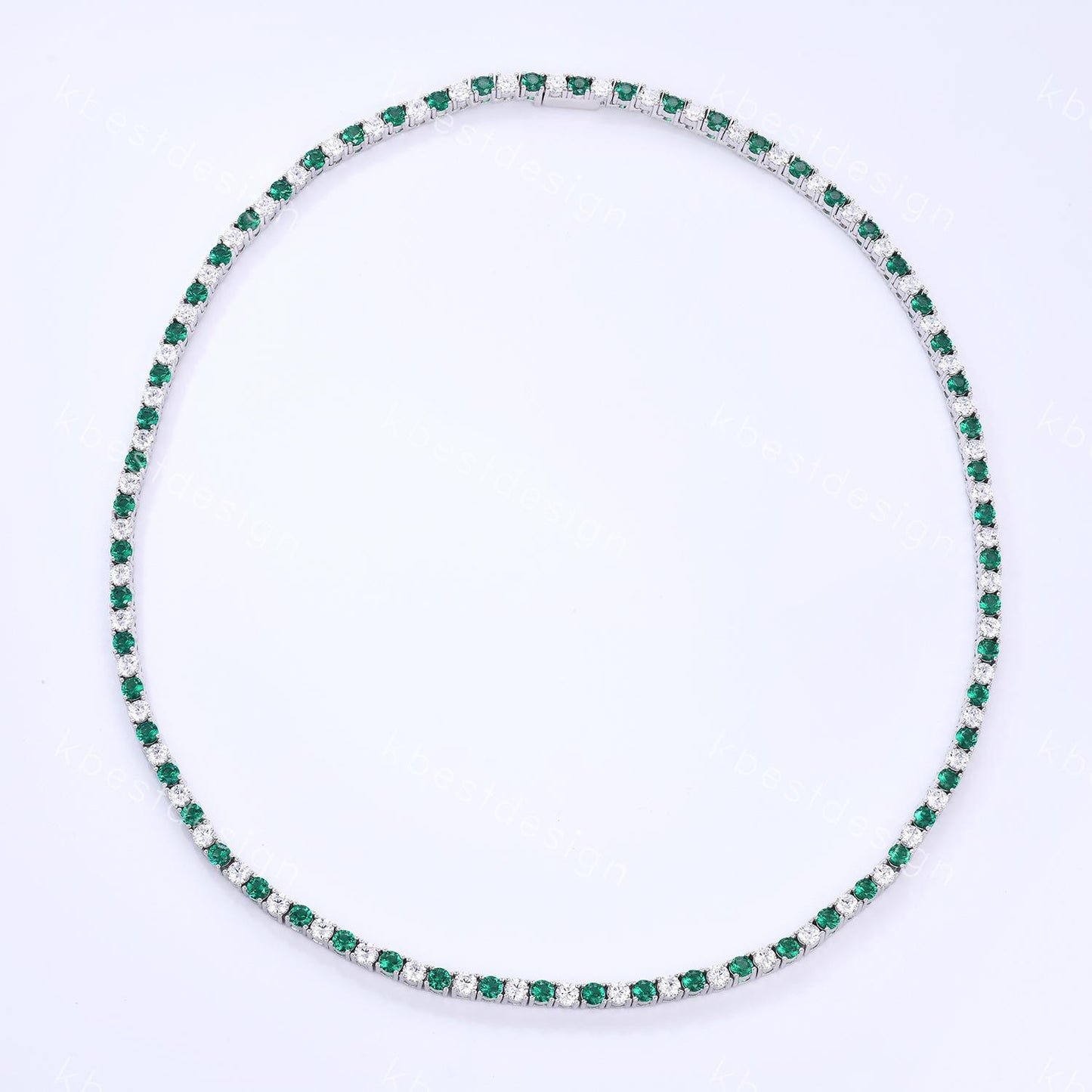 3mm Emerald Diamond Tennis Necklace 925 Sterling Silver VVS Tennis Necklace for Women Vintage Statement Necklace Anniversary Gift