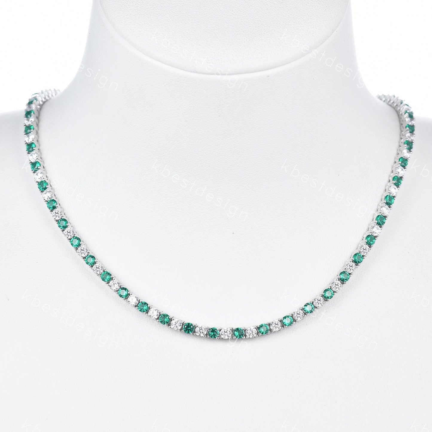3mm Emerald Diamond Tennis Necklace 925 Sterling Silver VVS Tennis Necklace for Women Vintage Statement Necklace Anniversary Gift