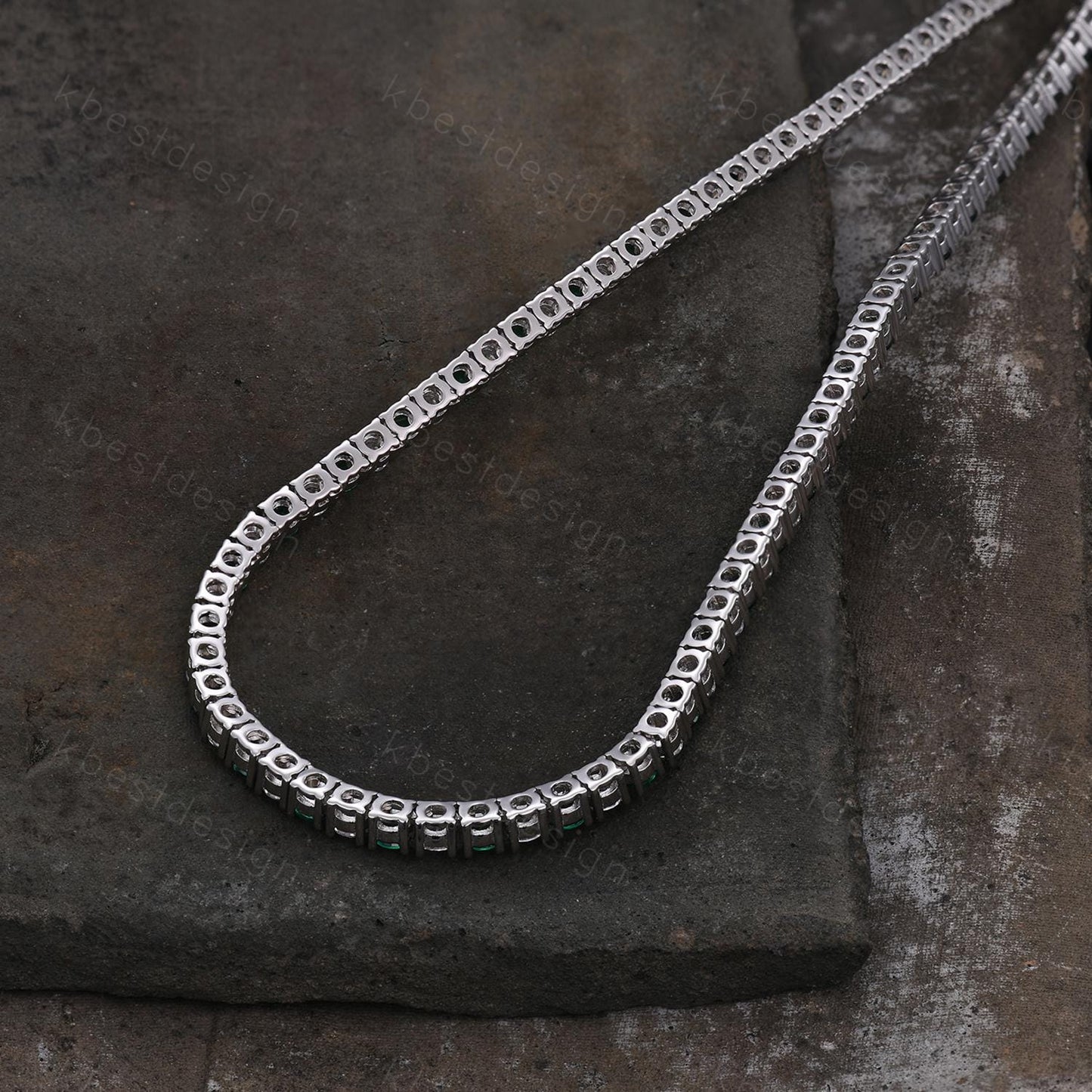 3mm Emerald Diamond Tennis Necklace 925 Sterling Silver VVS Tennis Necklace for Women Vintage Statement Necklace Anniversary Gift