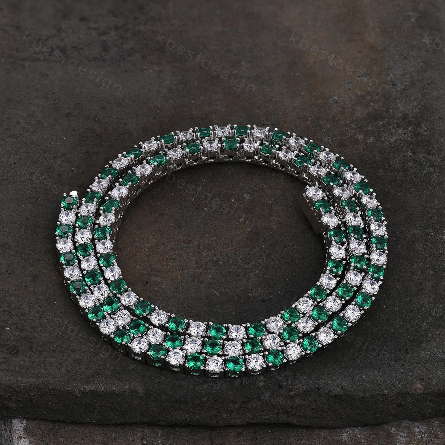 3mm Emerald Diamond Tennis Necklace 925 Sterling Silver VVS Tennis Necklace for Women Vintage Statement Necklace Anniversary Gift
