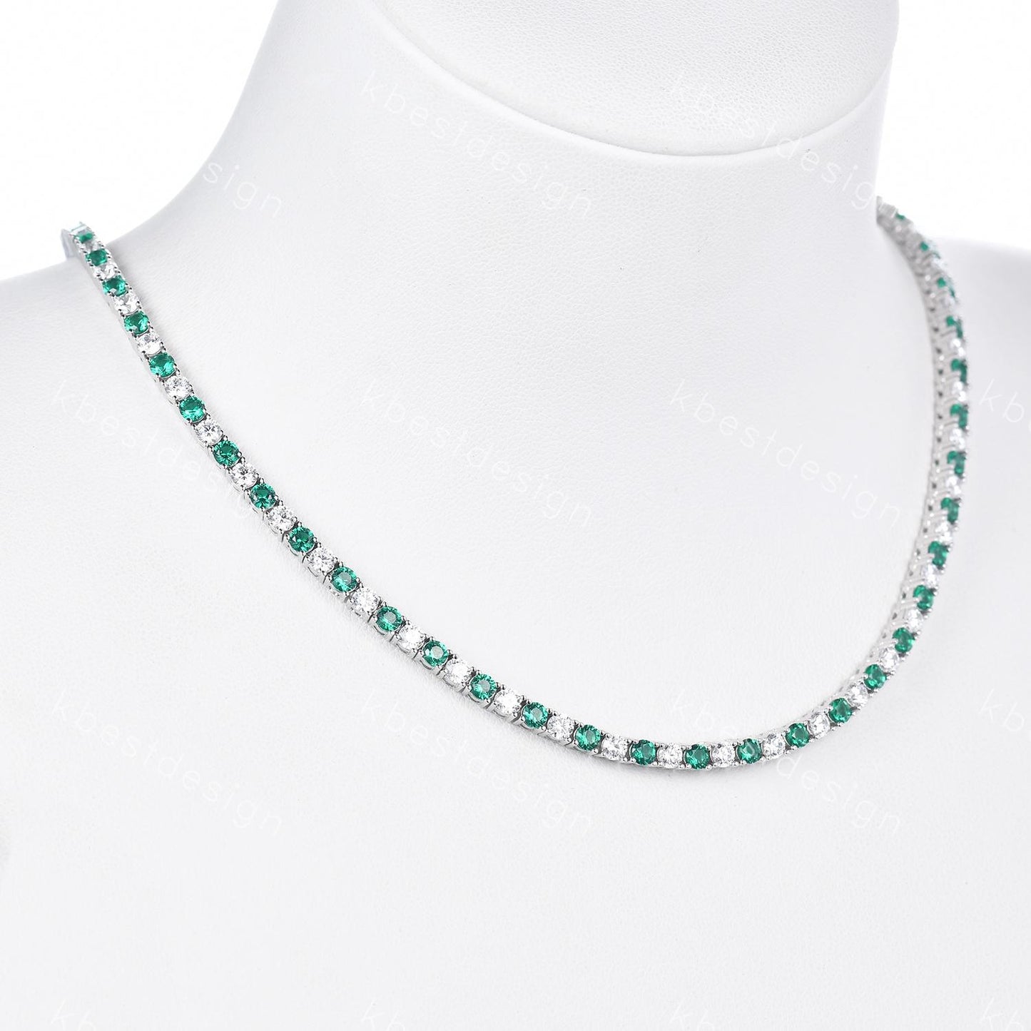 3mm Emerald Diamond Tennis Necklace 925 Sterling Silver VVS Tennis Necklace for Women Vintage Statement Necklace Anniversary Gift