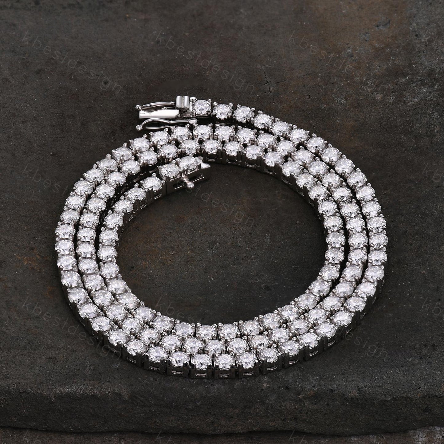 3mm Moissanite Tennis Necklace, Vintage Round Cut Necklace for Women, Wedding Jewelry, Dainty Silver Necklace, Sparkling Moissanite Chain