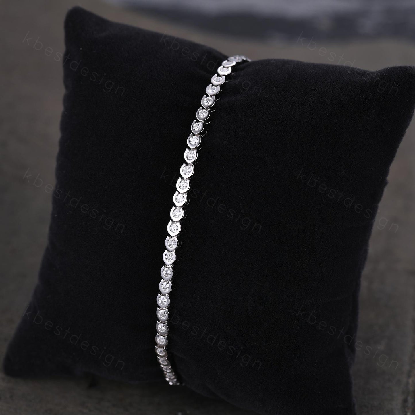 Dainty Colorless Moissanite Bracelet Unique Bezel setting Moissanite Tennis Bracelet Rose Gold Bracelet For Women Bridal Anniversary Gift