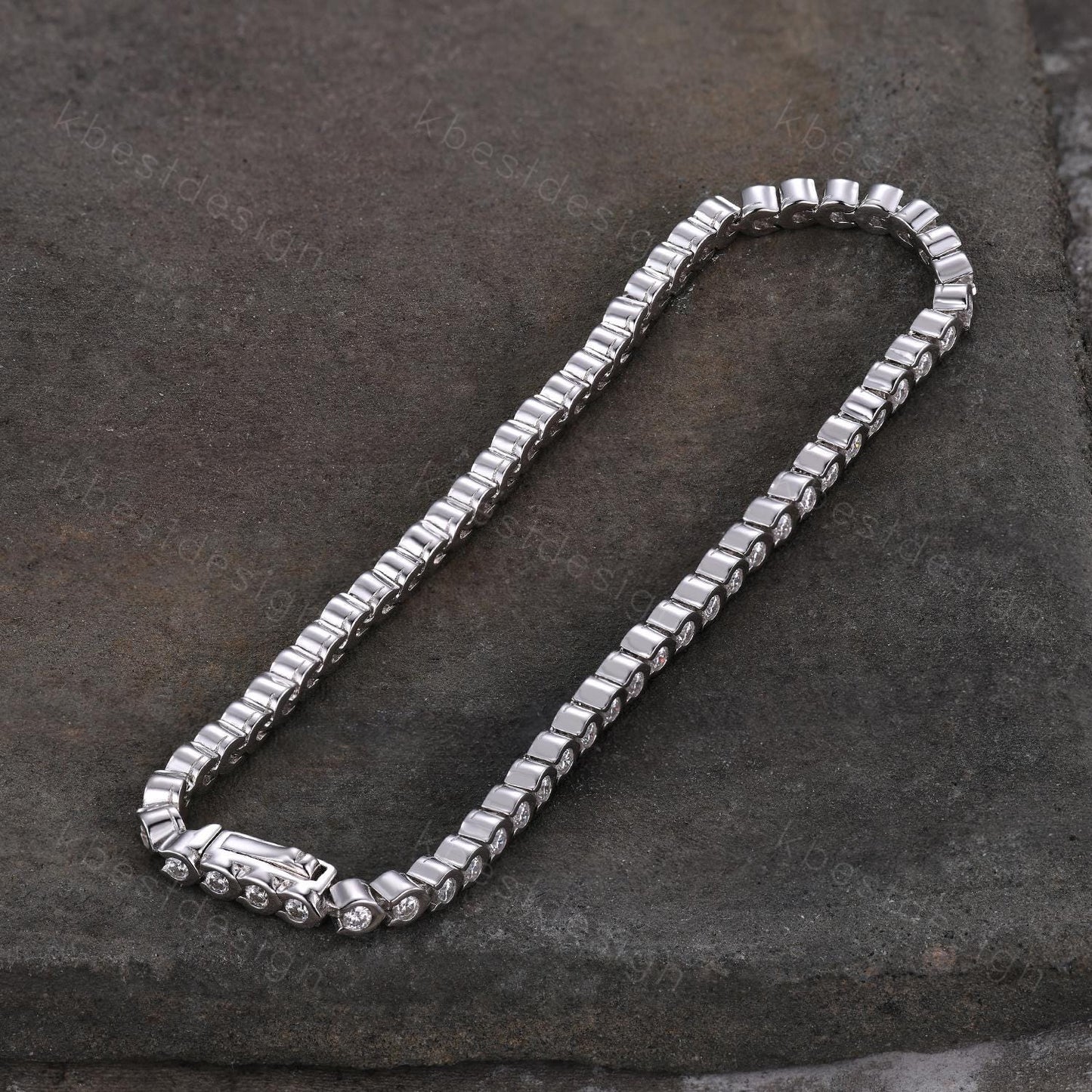 Dainty Colorless Moissanite Bracelet Unique Bezel setting Moissanite Tennis Bracelet Rose Gold Bracelet For Women Bridal Anniversary Gift