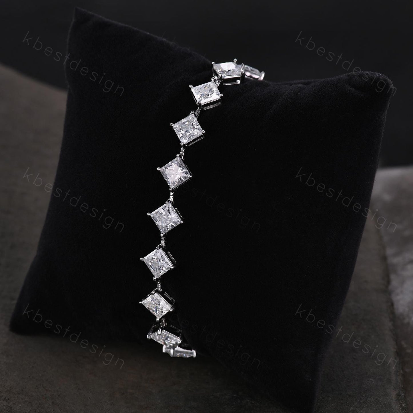 5mm Princess Cut Moissanite Tennis Bracelet 925 Sterling Silver Bracelet for Women Bridal Wedding Jewelry Sparkling Gift for Her