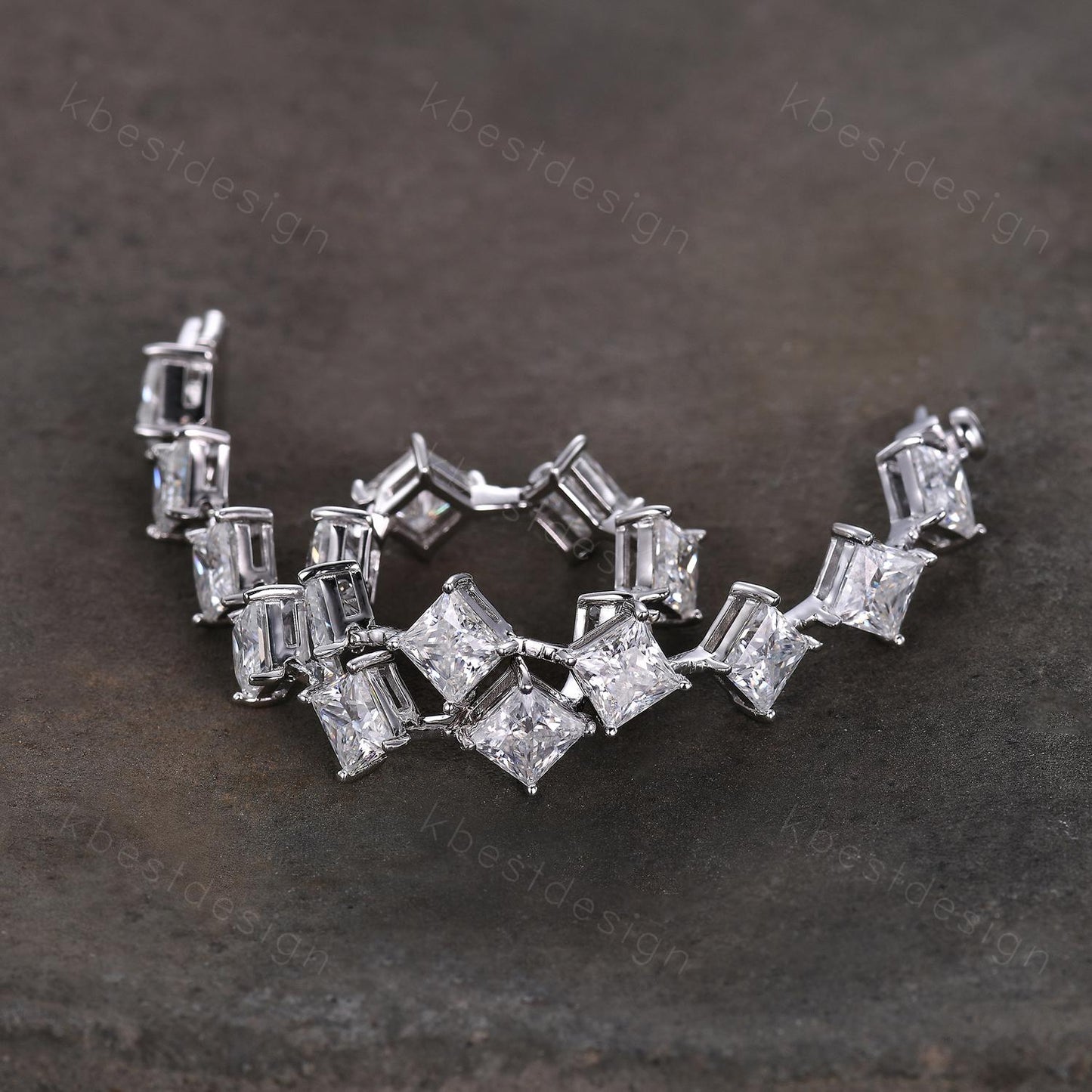 5mm Princess Cut Moissanite Tennis Bracelet 925 Sterling Silver Bracelet for Women Bridal Wedding Jewelry Sparkling Gift for Her