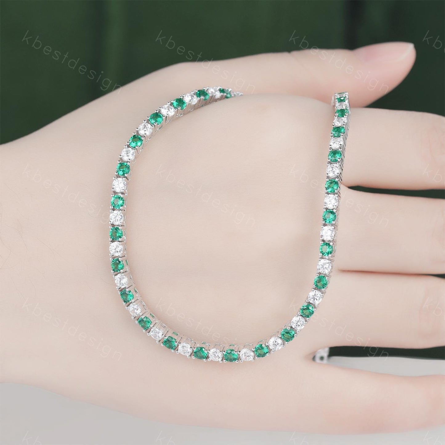 3mm Emerald Diamond Tennis Necklace 925 Sterling Silver VVS Tennis Necklace for Women Vintage Statement Necklace Anniversary Gift
