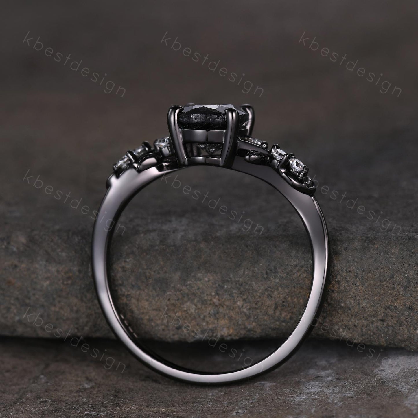 Firework cut alexandrite engagement ring black gold twig leaf moissanite ring oval cut bridal ring unique alexandrite promise ring for her