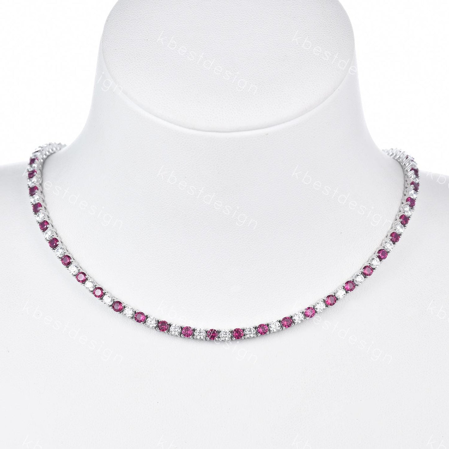 Unique Blue Sapphire Diamond Tennis Necklace Sterling Silver VVS 3mm Tennis Necklace for Women Vintage Statement Necklace Anniversary Gift