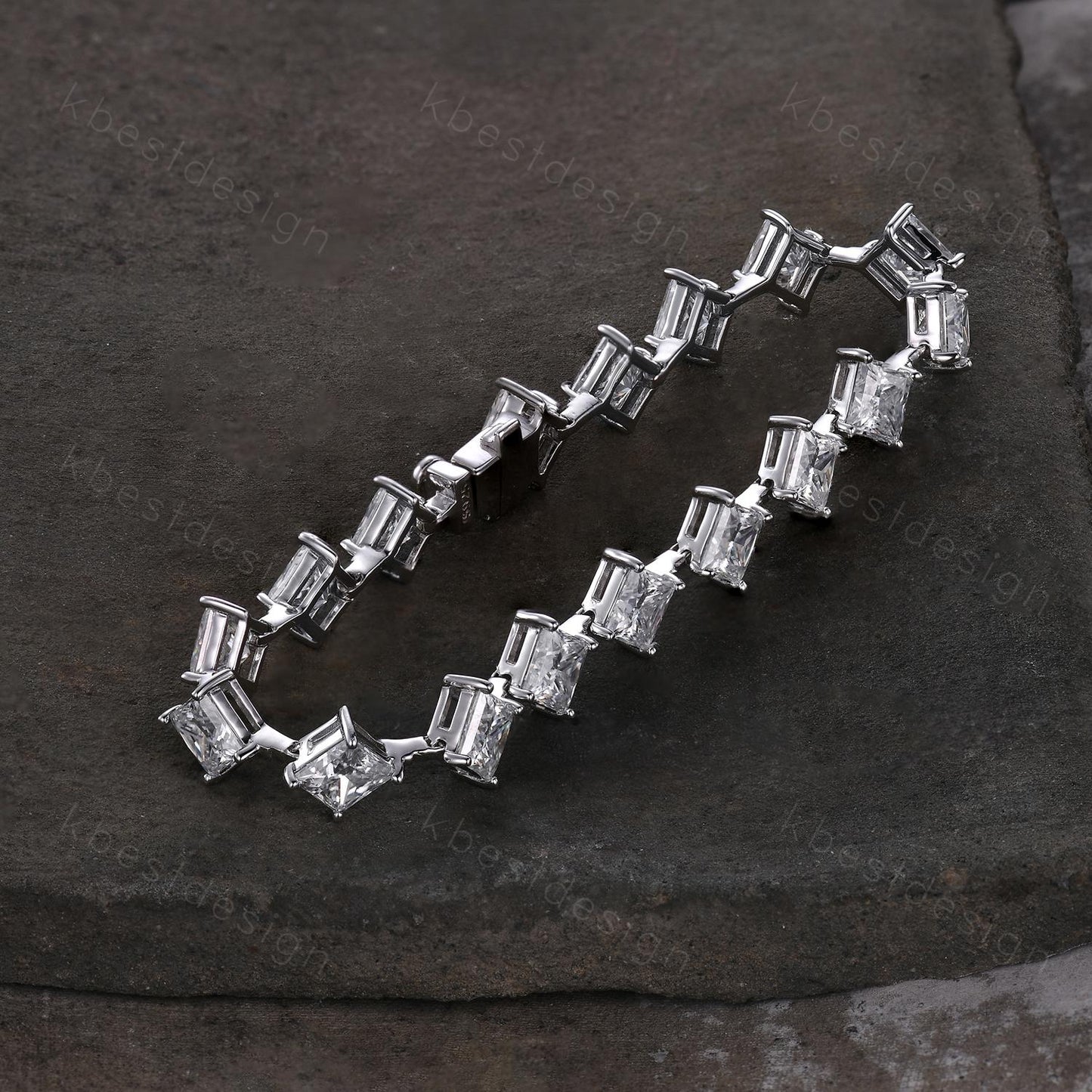 5mm Princess Cut Moissanite Tennis Bracelet 925 Sterling Silver Bracelet for Women Bridal Wedding Jewelry Sparkling Gift for Her