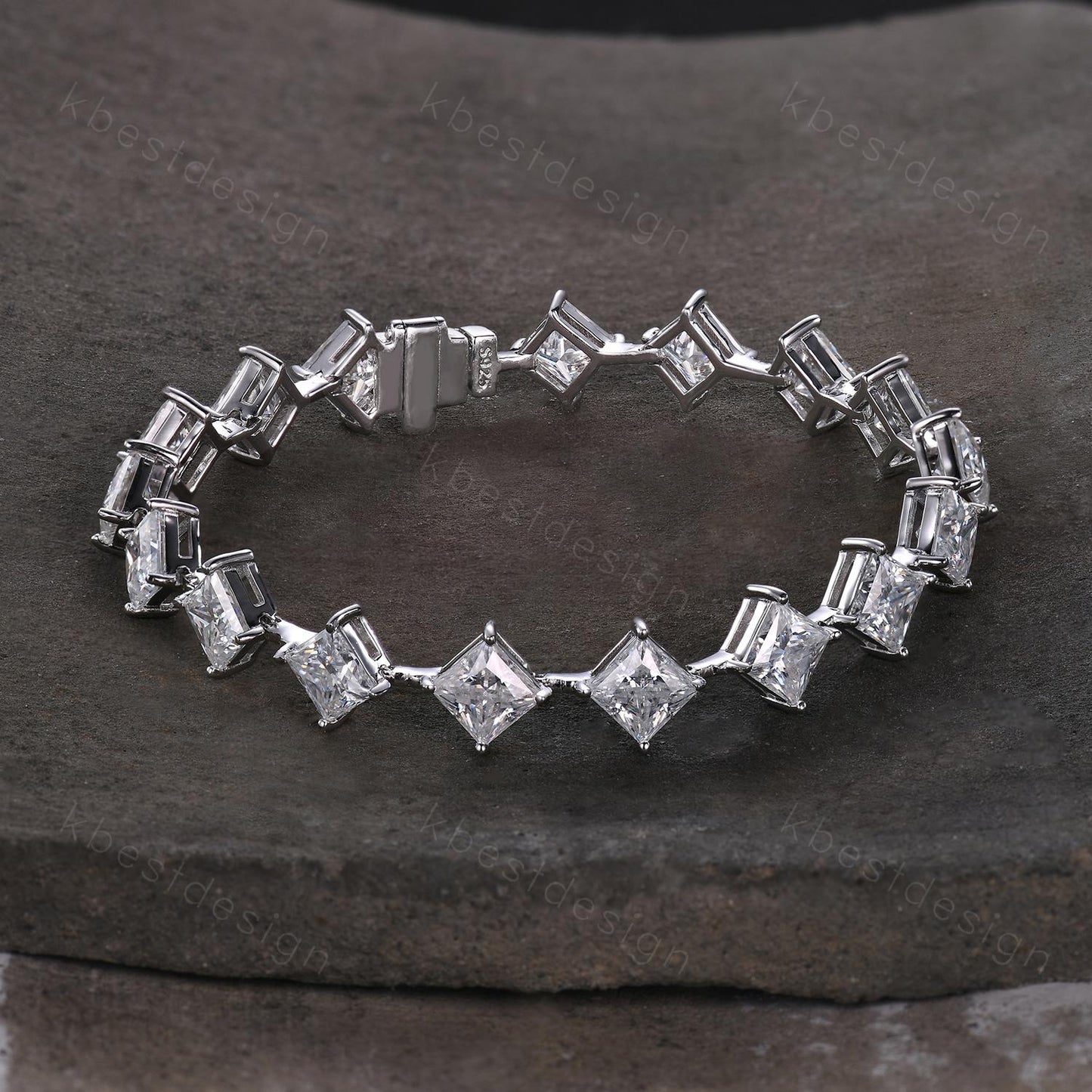 5mm Princess Cut Moissanite Tennis Bracelet 925 Sterling Silver Bracelet for Women Bridal Wedding Jewelry Sparkling Gift for Her